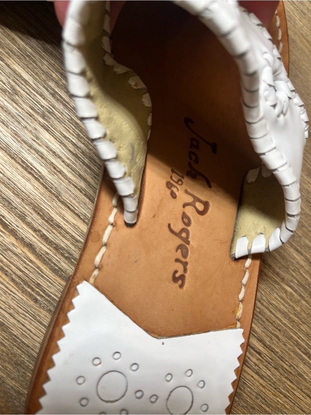 Jack Rogers White Braided Leather Slide Sandal Size 7M - Picture 3 of 5